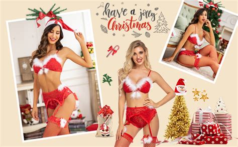 Amazon Avidlove Women Sexy Lace Lingerie Set Christmas Piece Bralette And Panty Set V