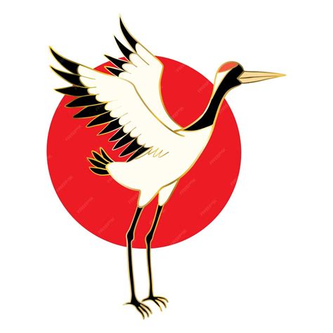 Premium Vector Japanese Crane Bird Isolate On A White Background