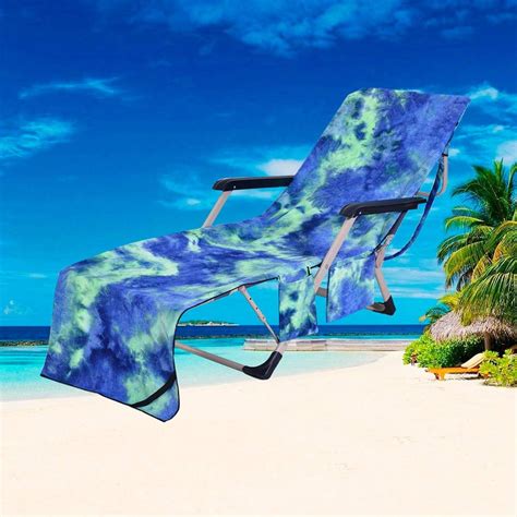 Beach Chair Cover With Side Pockets Microfiber Chaise Lounge Chair