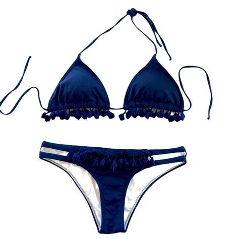 Ondademar Swim Ondademar Navy Tassels Bikini Top M Bottom Xs Poshmark