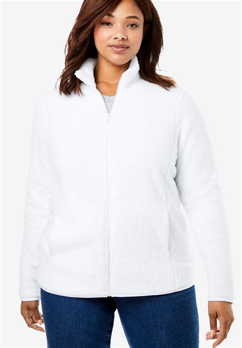 Fluffy Fleece Jacket Plus Size Outerwear Woman Within