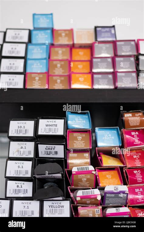 Hair Dye Colour Boxes With Number Selective Focus Stock Photo Alamy