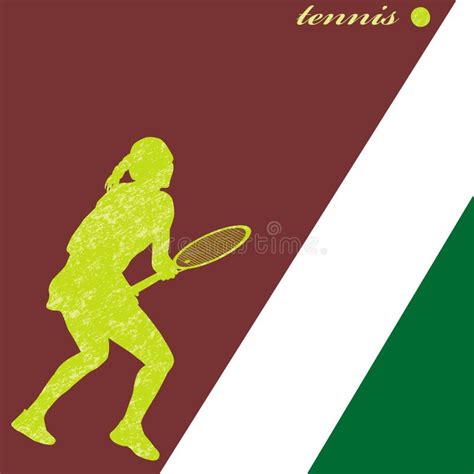 Tennis Poster With Colorful Silhouette Of A Woman Tennis Player Stock