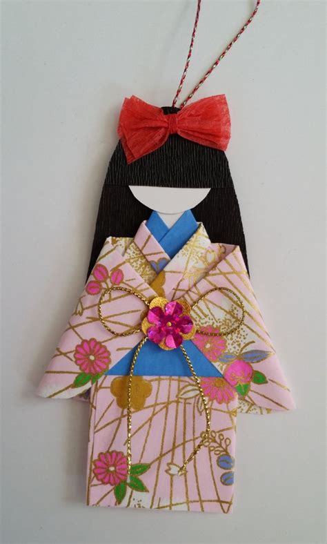 Origami Washi Ningyo Traditional Japanese Kimono Paper Doll Bookmark