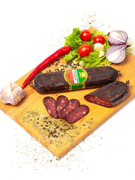 Колбаса из конины "Суджук", цельнокусковой мясной сыровяленый продукт ...