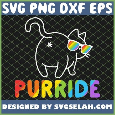 Purride Funny Cat Gay Lgbt Pride Svg Png Dxf Eps Design Cut Files Image Clipart Svg Selah