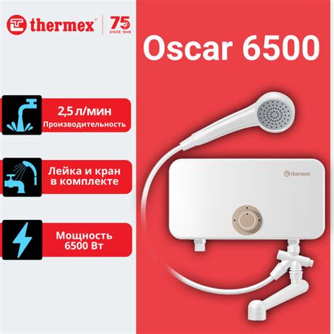 Водонагреватель проточный Thermex Oscar 6500 с краном для воды и ...