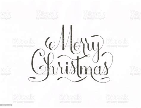 Merry Christmas Hand Drawn Lettering Banner Stock Illustration