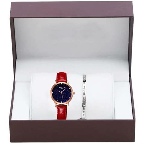 Coffret Cadeau Rmega Montre Femme Bracelet Quartz Etanche