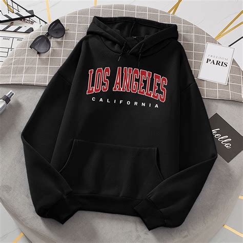 Женская флисовая толстовка с капюшоном Los Angeles | AliExpress