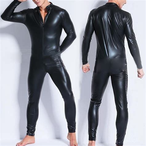 Jual Men S Erotic Lingerie Patent Leather Jumpsuit Tight Fitting Faux