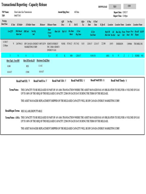 Fillable Online Transactional Reporting Capacity Release Fax Email