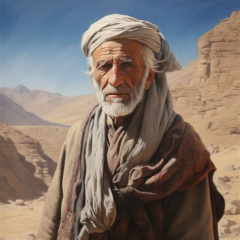 A Painting Of An Old Man With A White Beard And A White Beard Premium