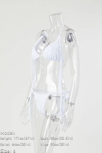 Wholesale Sexy Plain Color Padded Halter Neck Braided Rope Triangle Bikini Set Ba