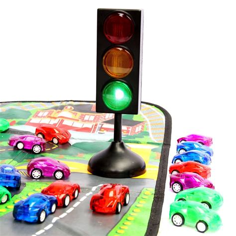 Dazzling Toys Racer Cars And Traffic Set 7 Traffic Light With 12 Pull Back 2 Racer Cars