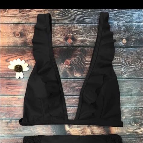 Swim Nwt Black Ruffle Bikini Poshmark