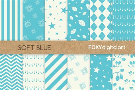 Blue Floral Digital Paper Scrapbook Paper Pack By FOXYdigitalart