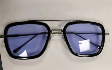 Rectangle BLUE TINTED Tony Stark Glasses, Model Name/Number: Edith ...