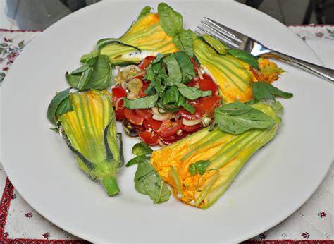 Zucchini Blossoms Stuffed With Ricotta Parmesan And Black Olives