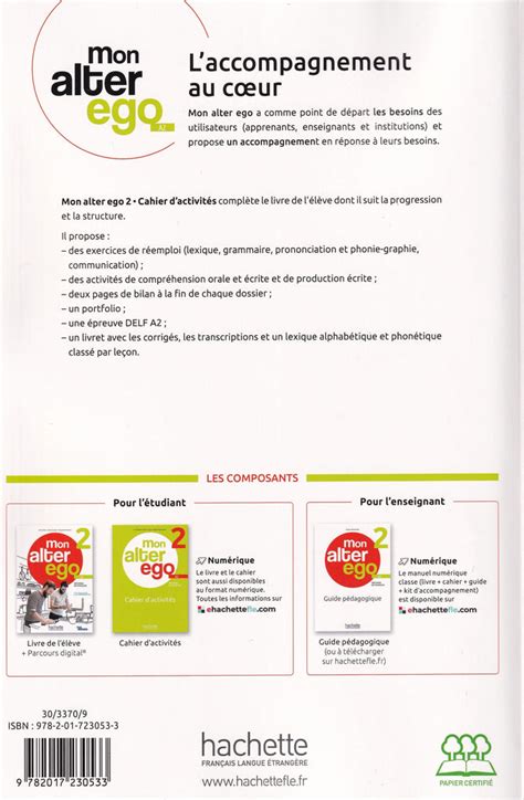 MON ALTER EGO 2 - Cahier d'activités. A2 - 9782017230533 - Bay Language ...