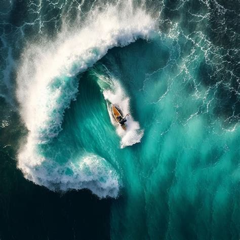 Un Surfista Montando Una Ola Con Una Tabla De Surf En El Agua Foto