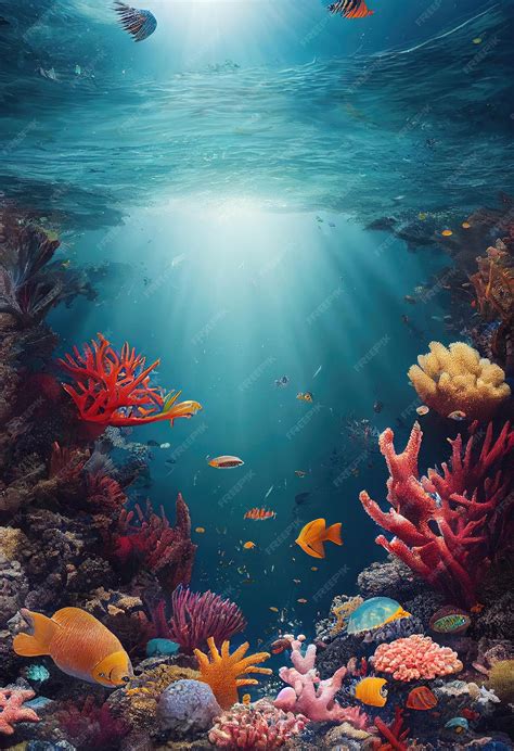 Premium Photo | The ecosystem of the underwater marine world Colorful