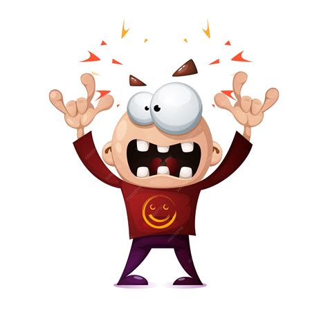 Divertido Lindo Loco Hombre De Rock De Dibujos Animados Vector Premium