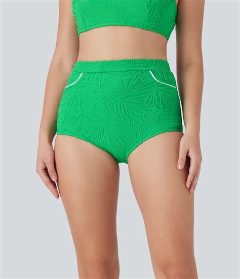 Traje de baño de bikini con textura de tiro alto de mujer Halara