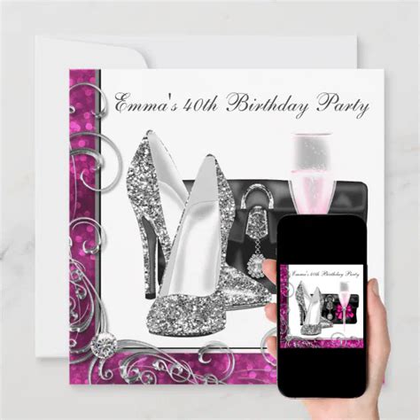 Womans Hot Pink Birthday Party Invitation Zazzle