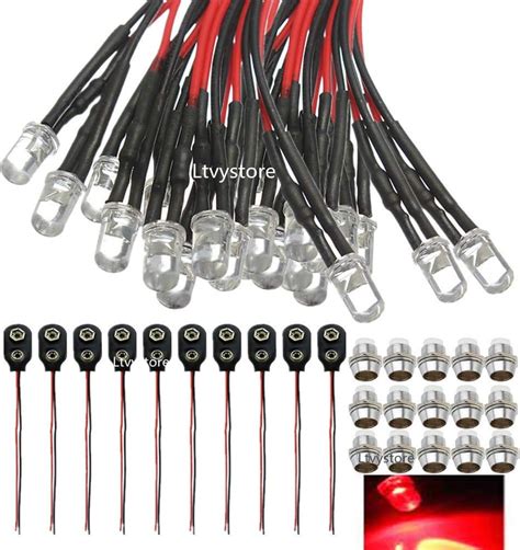 Ltvystore Pcs Mm V Red Led Pre Wired Lamp Light Bulb Prewired