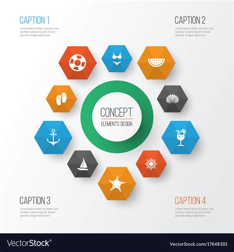 Season Icons Set Collection Of Melon Bikini Vector Image