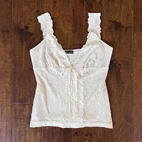 Coquette Floral Lace Cami With Tie In The Front And Depop