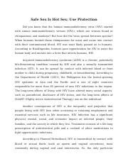 Persuasive Speech Safer Sex Is Hot Sex Use Protection Docx Safe Sex Is Hot Sex Use Protection