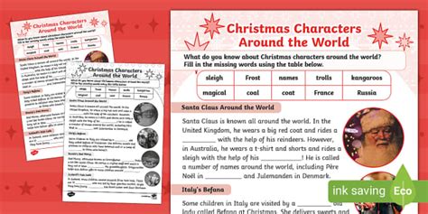 Christmas Characters Cloze Worksheet Teacher Made Twinkl