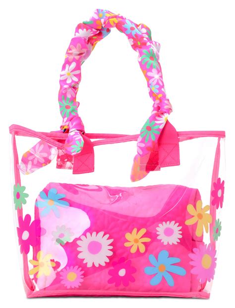 PUFFY FLOWERS CLEAR TOTE 2-PIECE SET – Stitching Around Collections