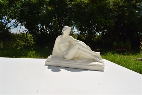 Ceramic Sculpture Nude Woman In Art Deco Style Signed Etsy