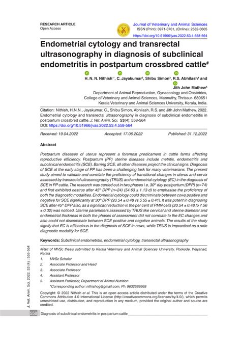 PDF Endometrial Cytology And Transrectal Ultrasonography In Diagnosis