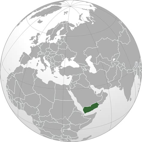 Location of the Yemen in the World Map