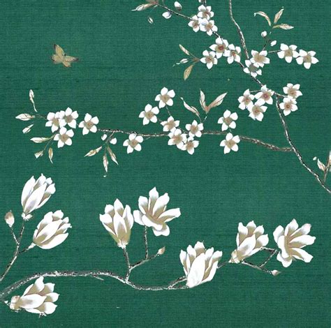 Collezione Oriental Flowers: Tessuto da Parato Dipinto a Mano • Misha