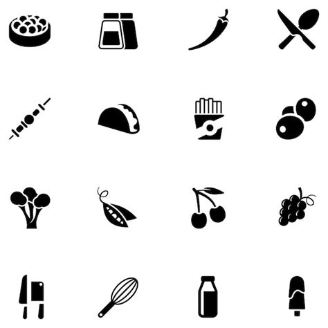 Premium Vector Food Icon Set Fillio Black Icon Vector Illustration