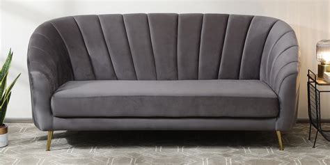 Buy Kaylee Velvet 3 Seater Sofa In Fossil Grey Colour At 26 OFF By