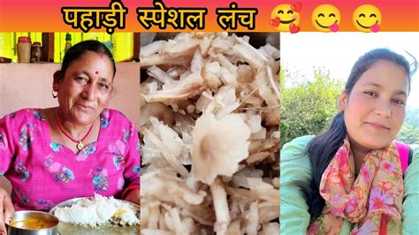 पहाड़ी स्पेशल लंच 🥰🥰ll जंगली सब्जी 😁ll Pahadi Lifestyle Vlog Ll