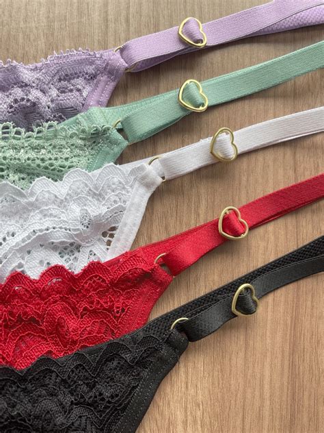 Kit 3 Calcinha Tanga De Renda Lingerie Regulagem de Coração E Forro Shopee Brasil