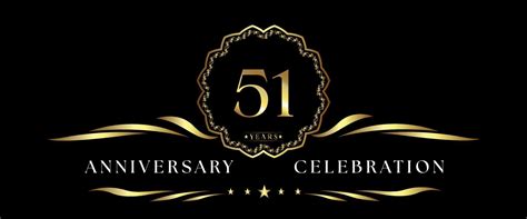 51 Years Anniversary Celebration With Gold Decorative Frame Isolated On