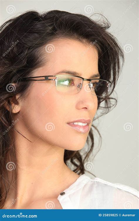 Brunette Wearing Glasses Stock Image Image Of Elegant