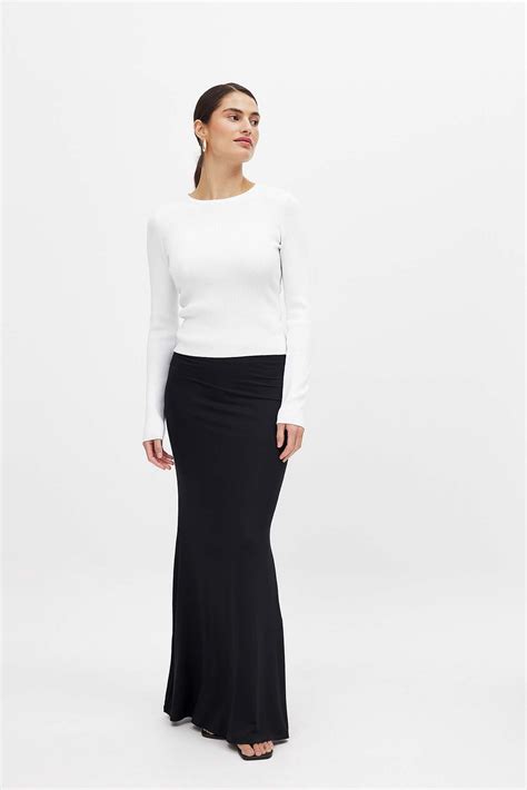 Ribbed Knitted Round Neck Top White Na Kd