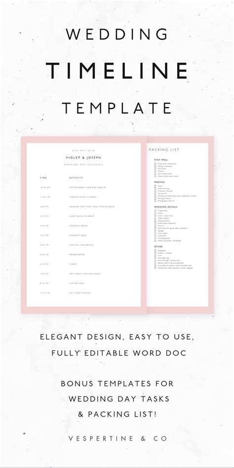 Wedding Schedule Template