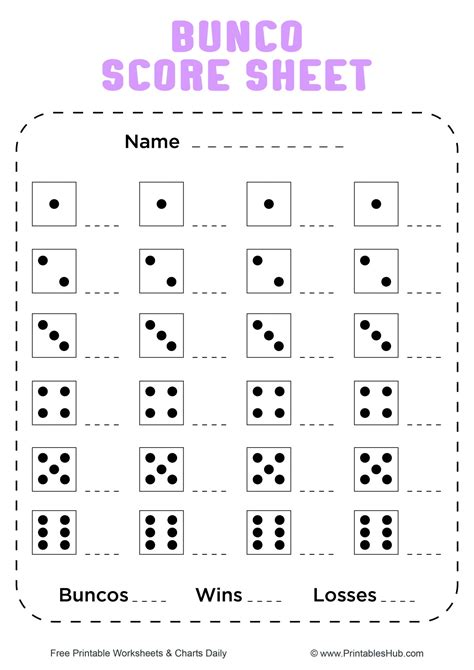 Bunco Score Sheet Free Printable Web With Free Bunco Score Sheets