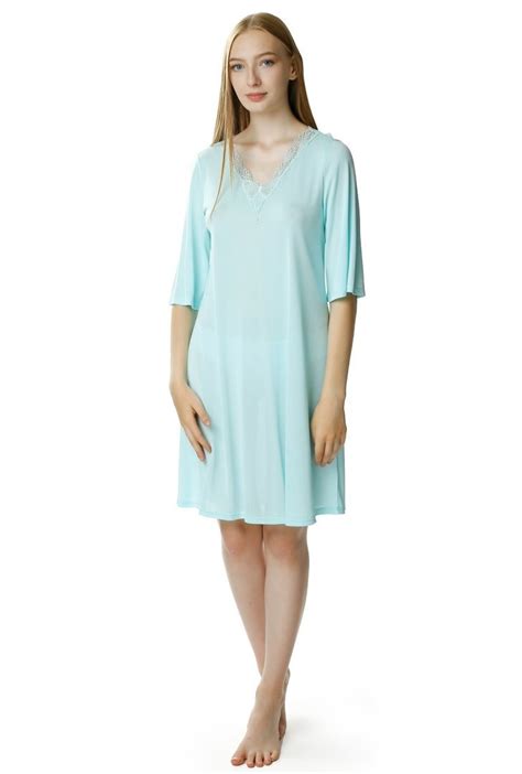 Koszula nocna damska Elena wygodna Kolor Miętowy Rozmiar 46 Mewa Lingerie Moda Sklep