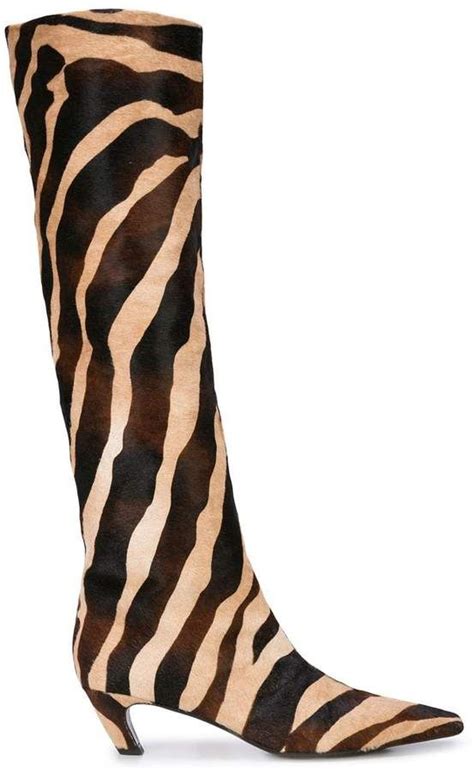 Khaite The Knee High Zebra Print Boots Boot Print Boots Zebra Print